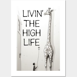 Giraffe and child with lantern Livin' the high life Posters and Art